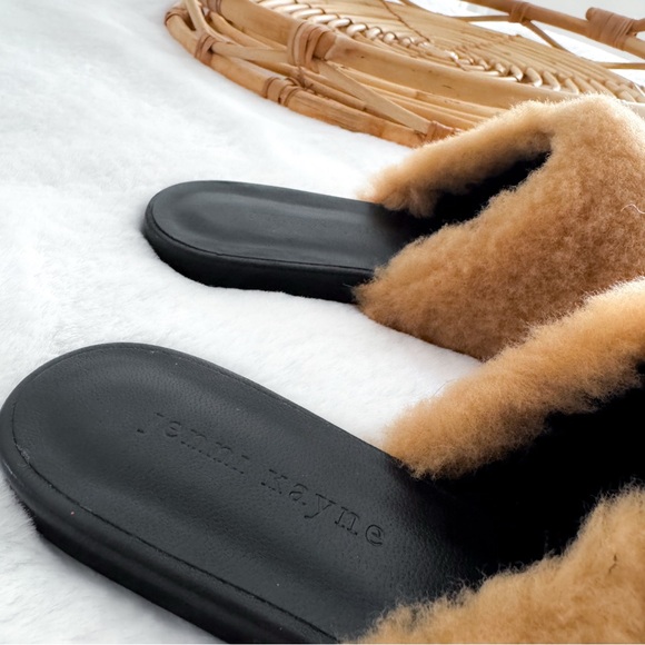 Jenni Kayne Shearling Mules Natural Tan Pointed Toe - Picture 7 of 10